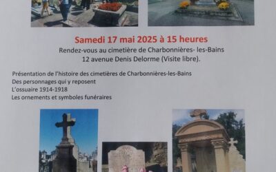 Visite guidée du cimetière de Charbonnières, samedi 17 mai à 15h