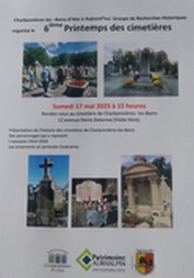Visite guidée du cimetière de Charbonnières, samedi 17 mai à 15h